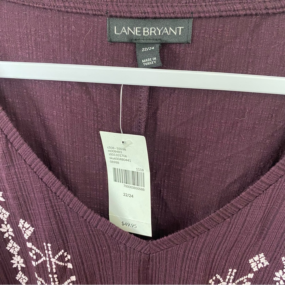 Lane Bryant Flutter Sleeve Embroidered Short Sleeve Top - Picture 3 of 8